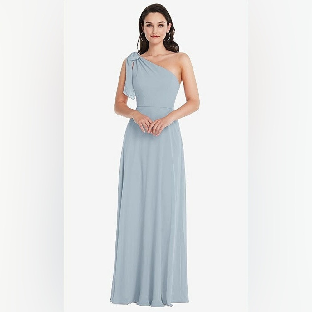 Elegant One-Shoulder Blue Dress